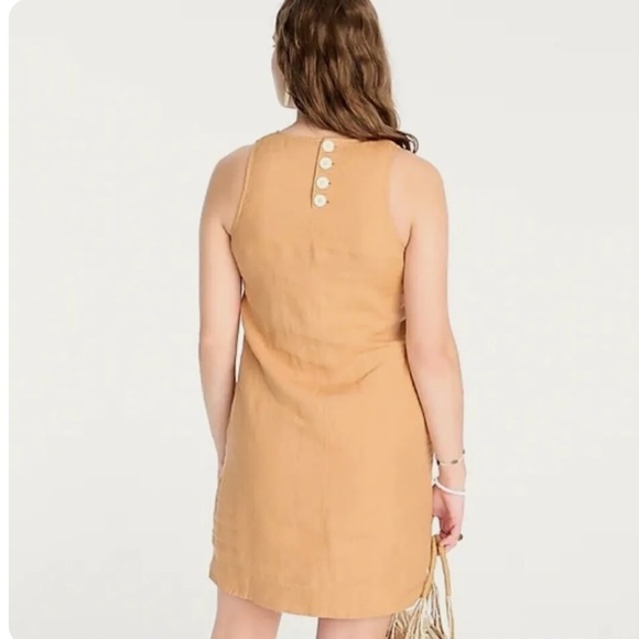 NWT J. Crew Linen Button Back Sleeveless Shift Dress in Brown Size Small‎ - Picture 1 of 7
